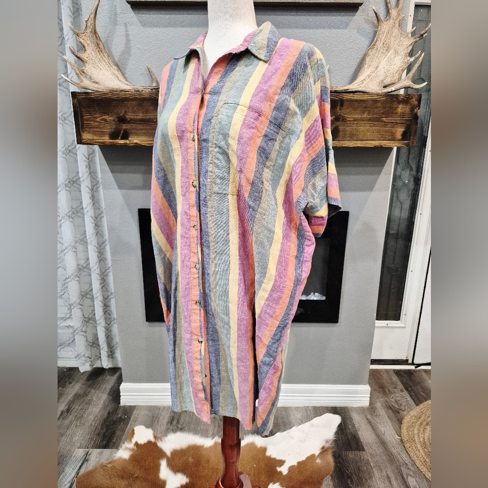 Madewell Shirt Dress Size Large Multicolor Striped Garment - Picture 3 of 7